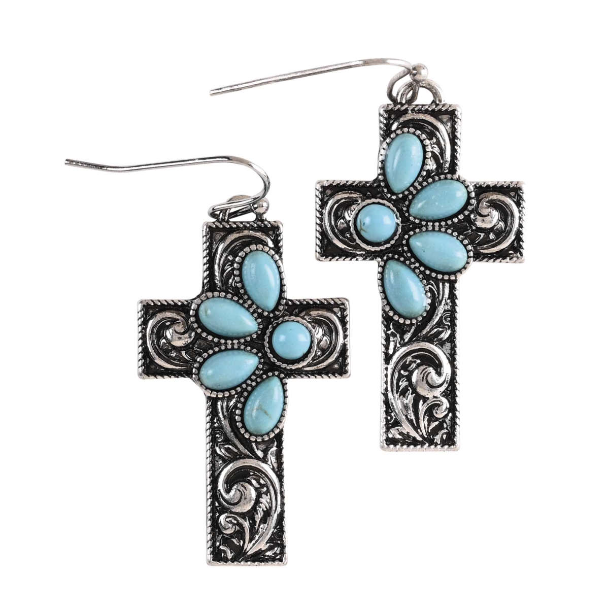 Picture of Dicksons 35-8603 Earrings Turquoise Filigree Crosses