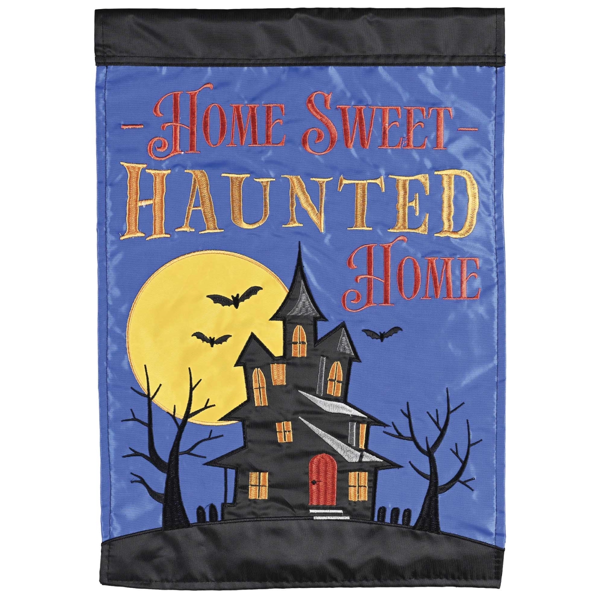 M012120 Garden Flag Blue Home Sweet Haunted Home