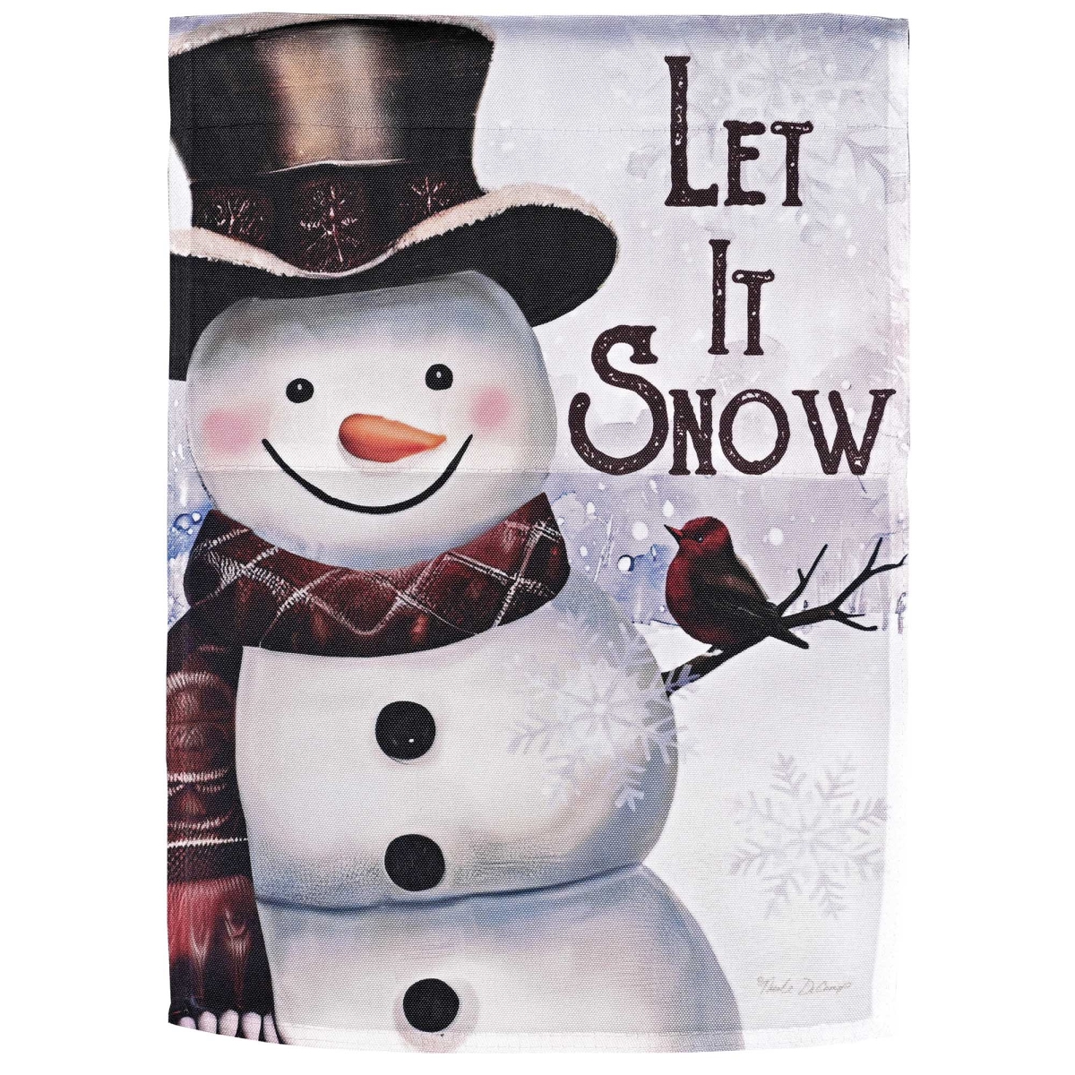 M080335 Garden Flag Let It Snow Snowman And Bird