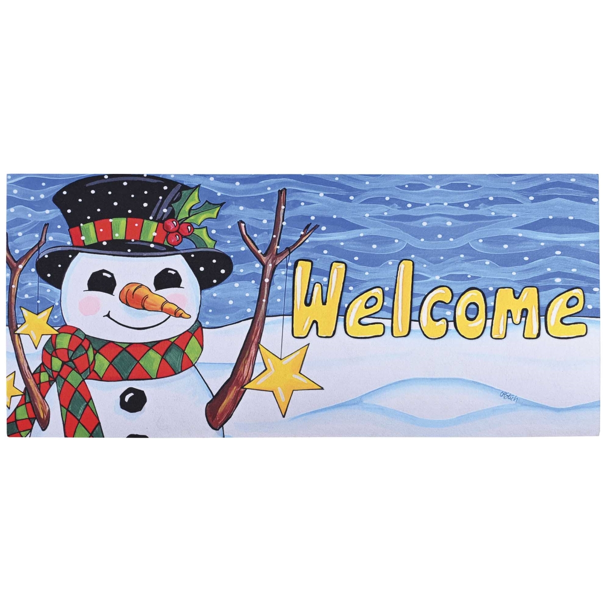 DM080348 Doormat Insert Snowman Star And Flurries