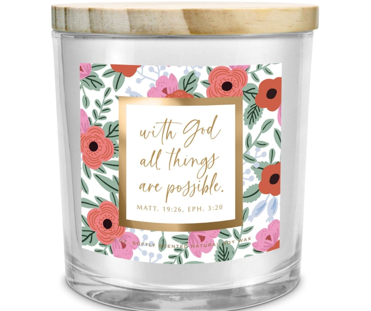 Picture of Dicksons 35058 Soy Candle Floral With God All Things
