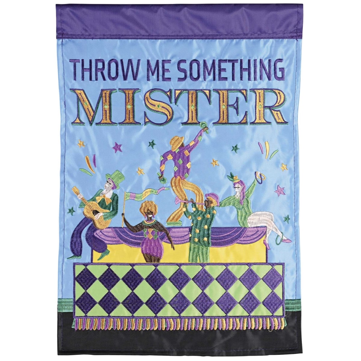 M012155 Garden Flag Throw Me Something Mister