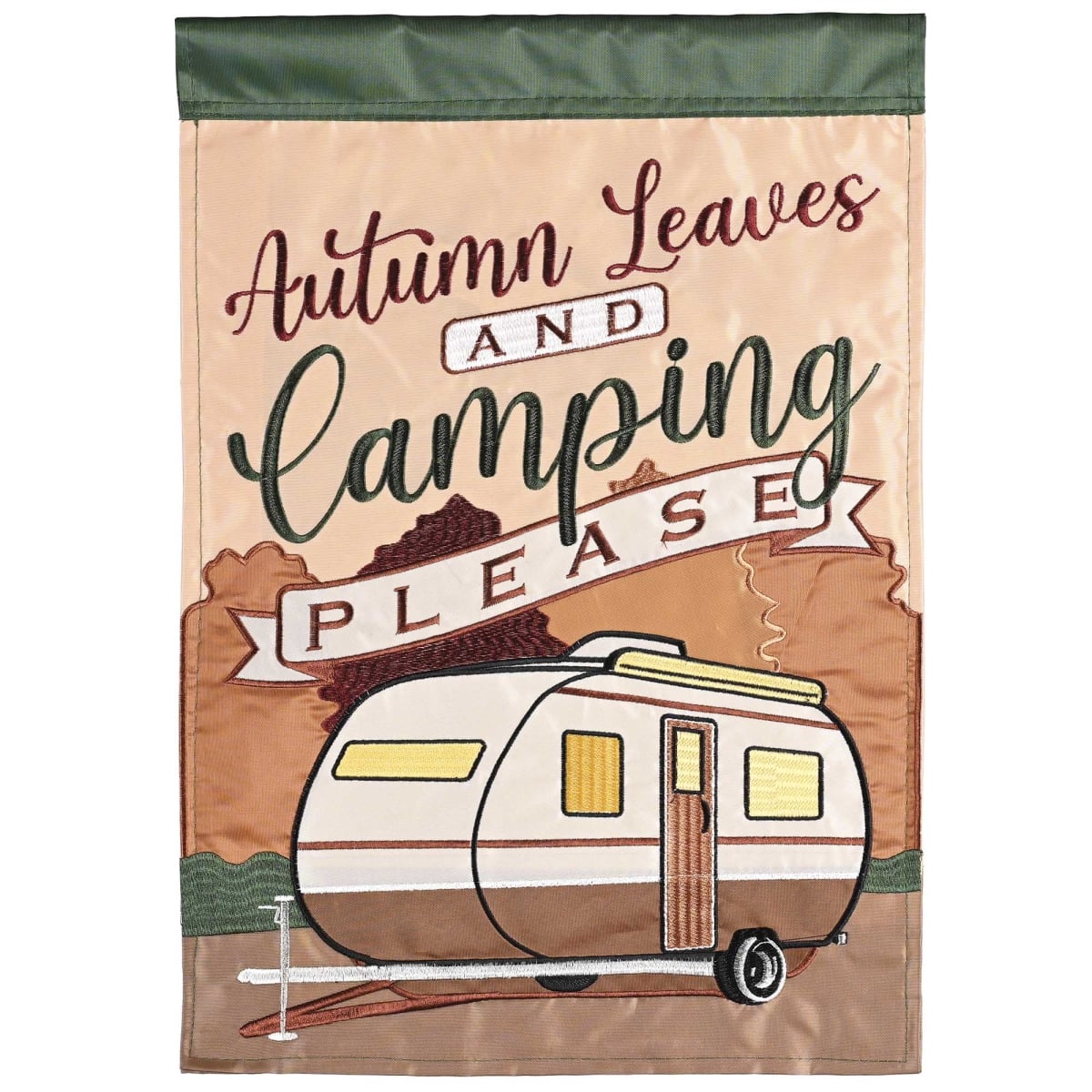 M012108 Garden Flag Autumn Leaves And Camping