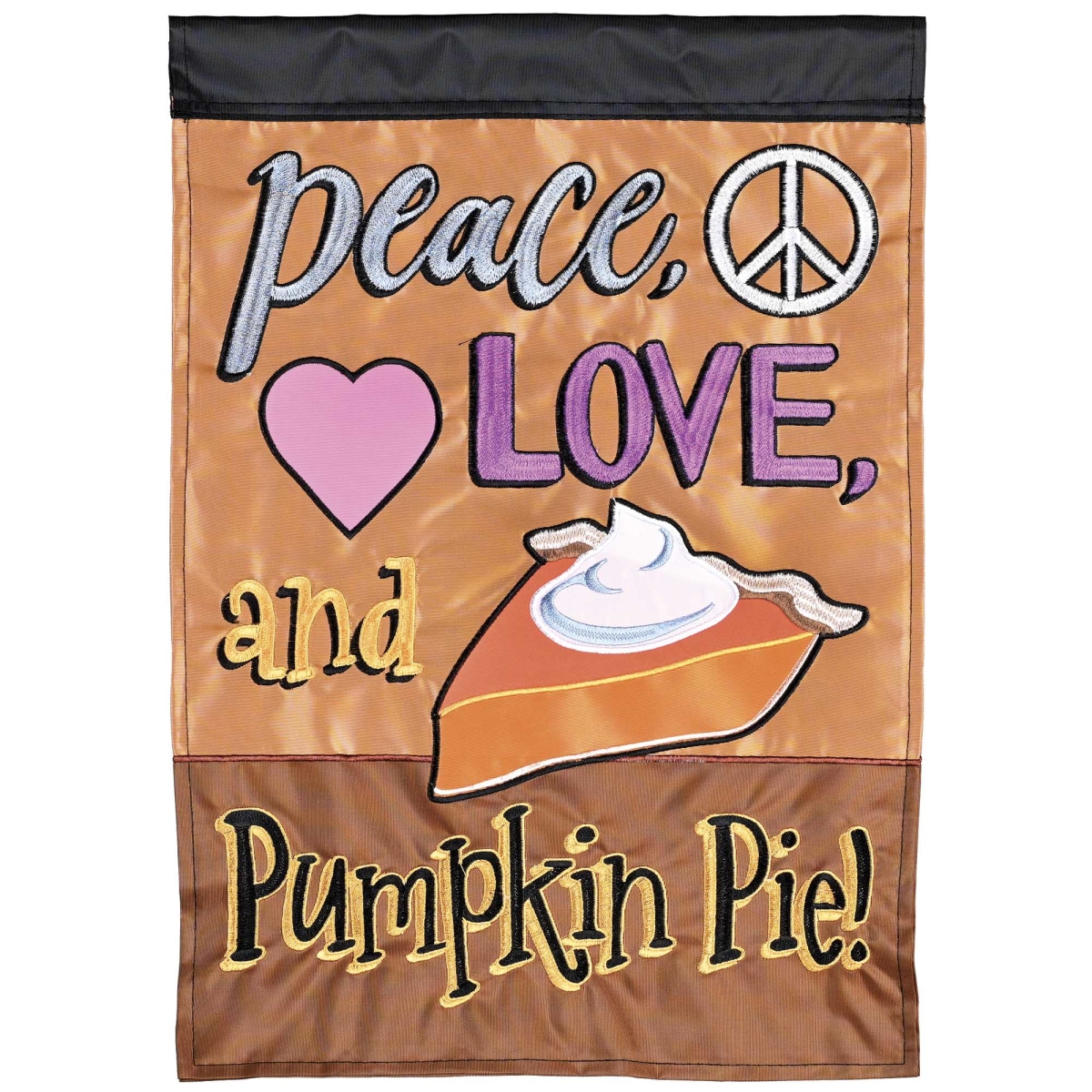 M012111 Garden Flag Peace Love Pumpkin Pie