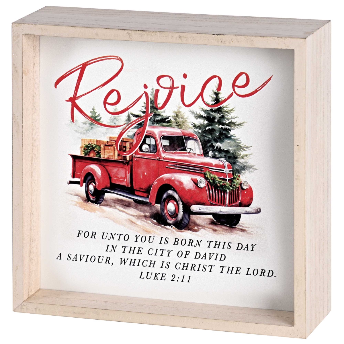 CHTTP9-3 Tabletop 2 Sided Rejoice Red Truck Tree