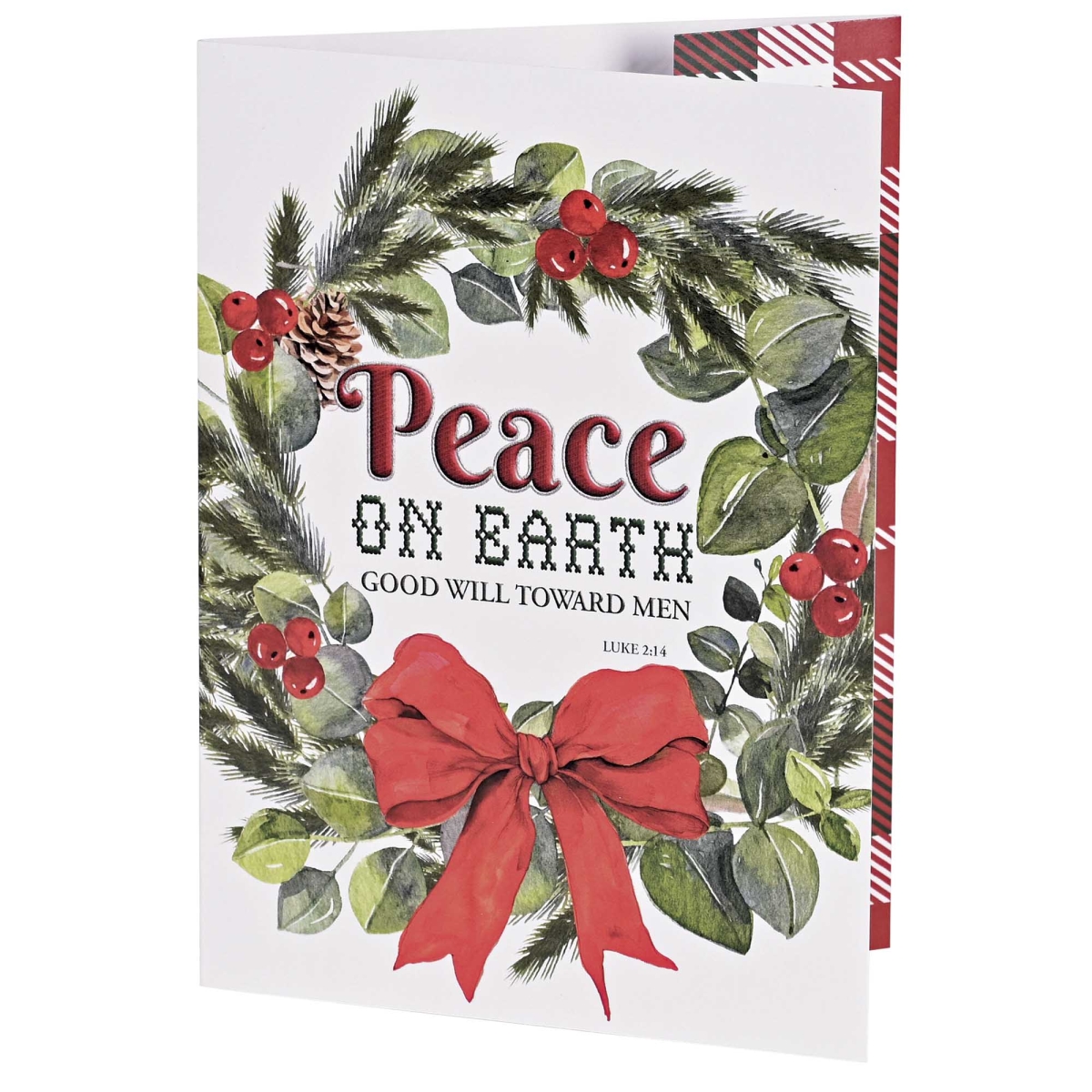 CHCDSET2 Christmas Money Card Wreath Plaid Set