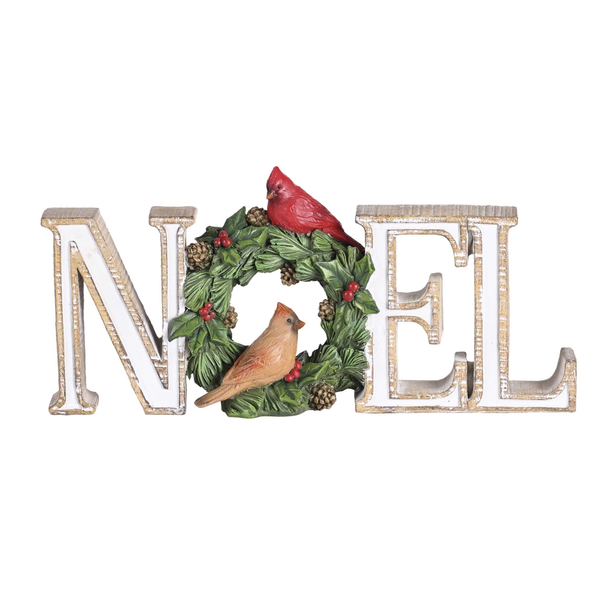 CHFIGR-334 Christmas Figurine Cardinals Noel Wreath