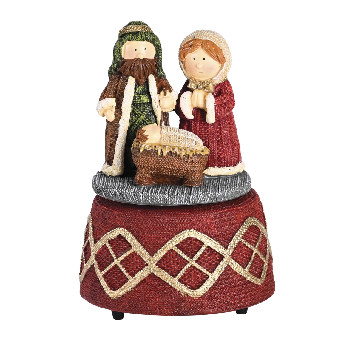 CHMUSR-34 Figurine Musical Christmas Red Knit