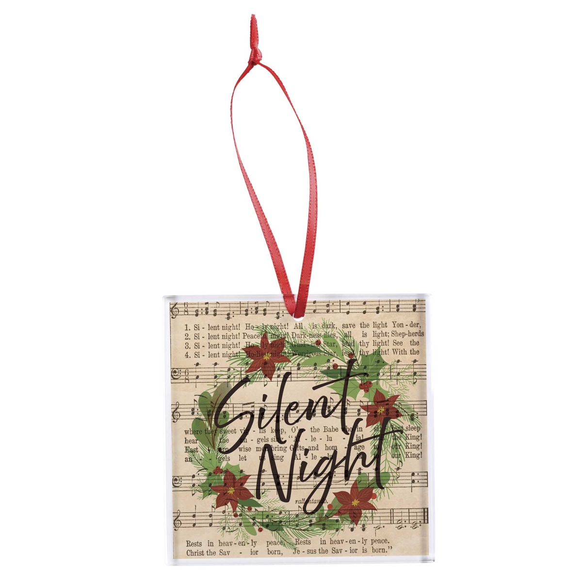 CHOG-1201 Ornament Silent Night Hymn Wreath Glass
