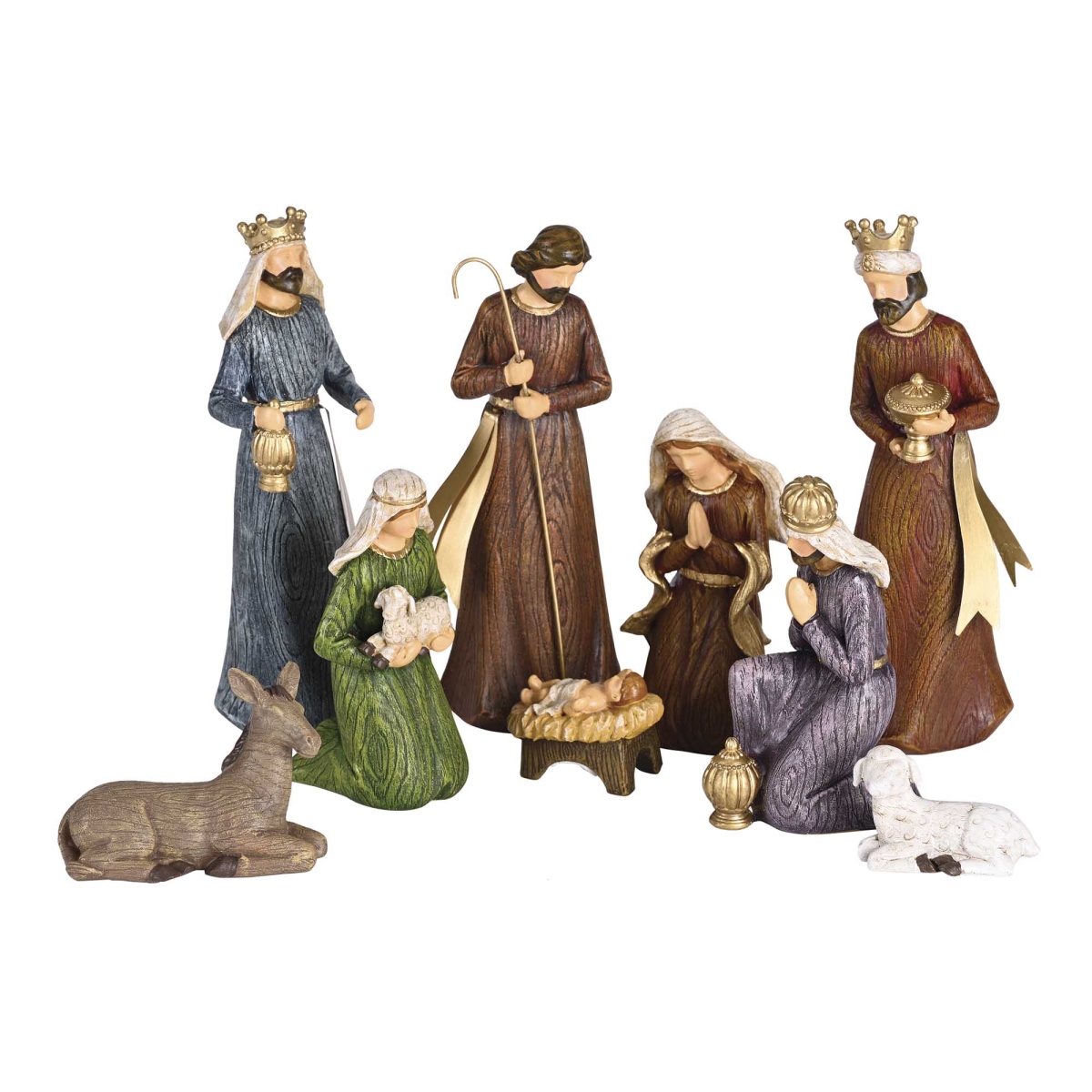 CHNATR-220 Nativity 9 Piece 8H Colorful Wood Look