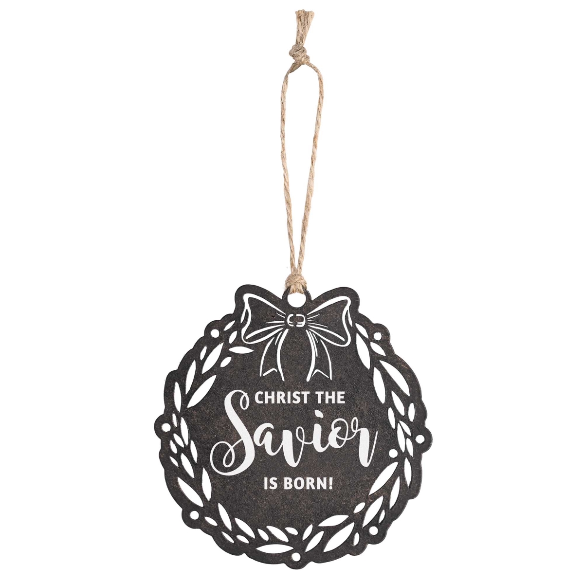 CHORNM-3 Ornament Christ Savior Wreath Bow Metal