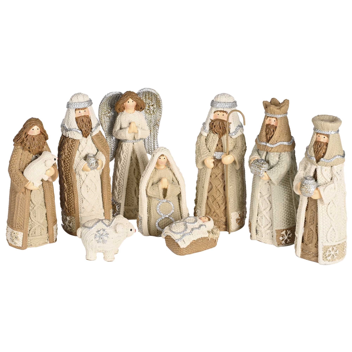CHNATR-218 Nativity 9 Piece 4H White Knitted Look