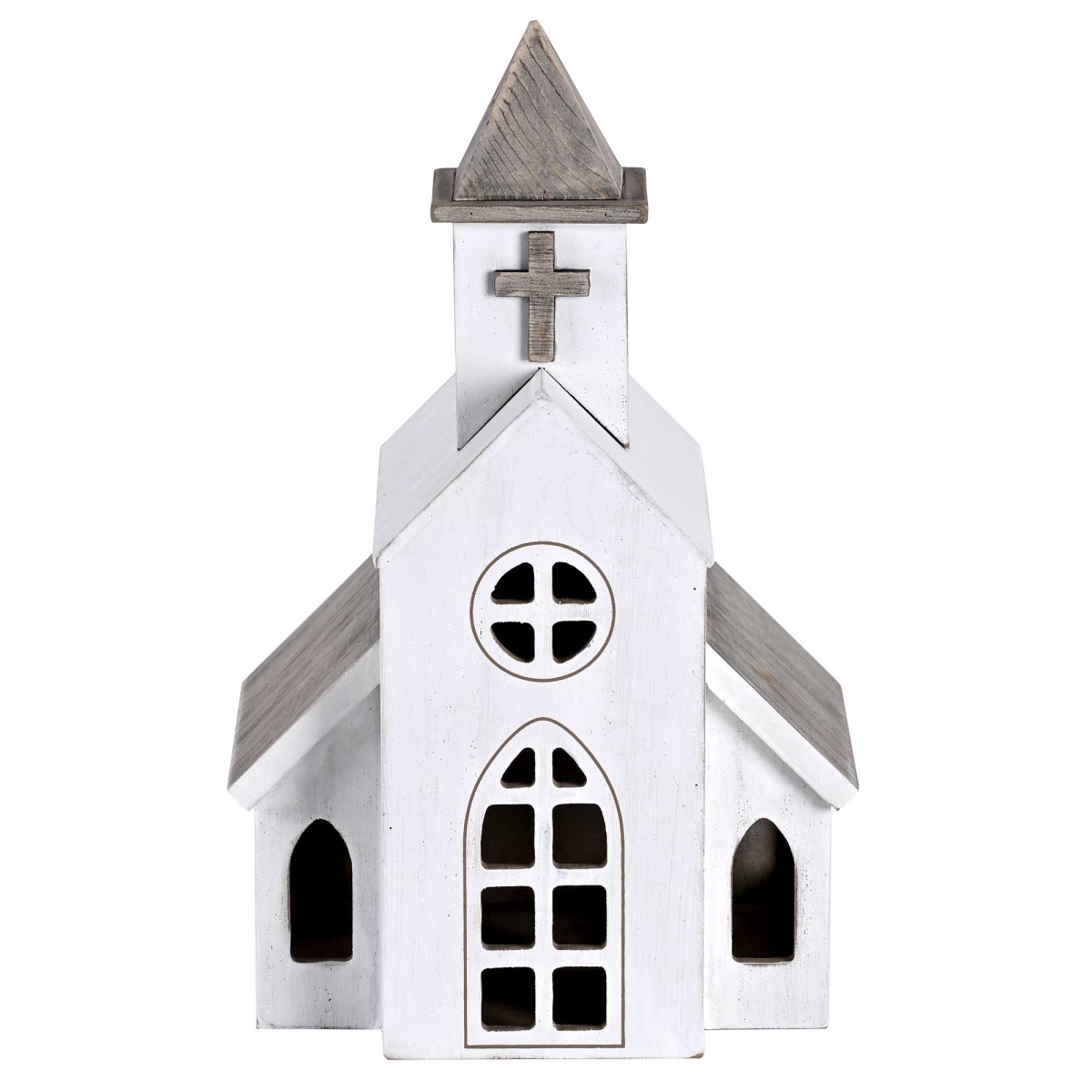FIGREW-2 Figurine White Church Steeple Wood 11.5H