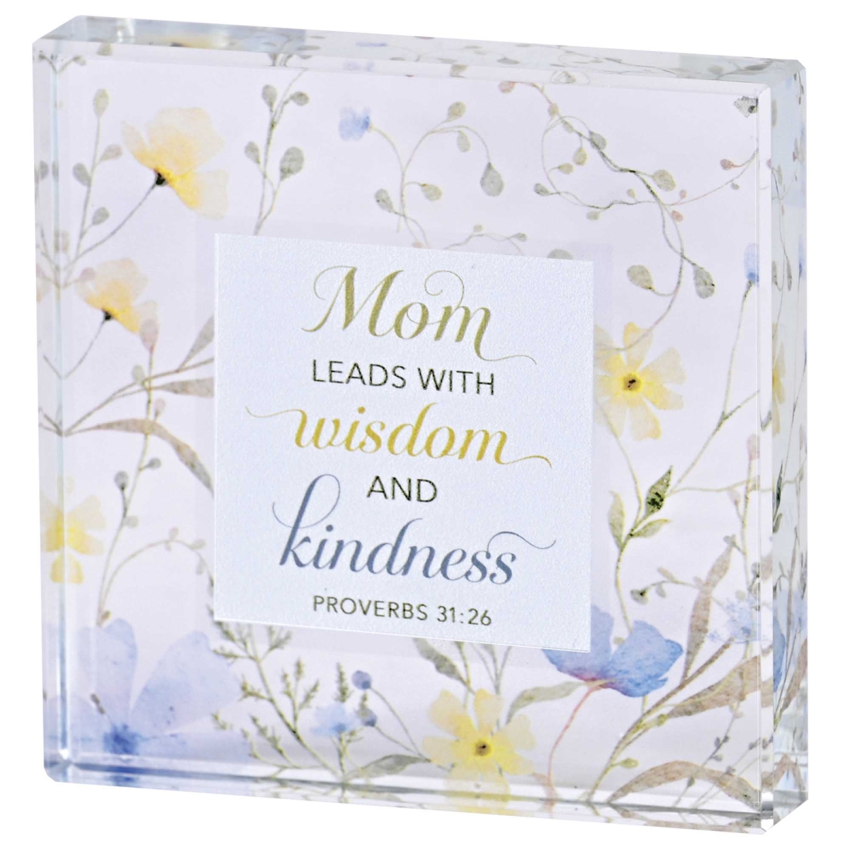TTPLQG-225 Tabletop Glass Plaque Floral Mom 3X3