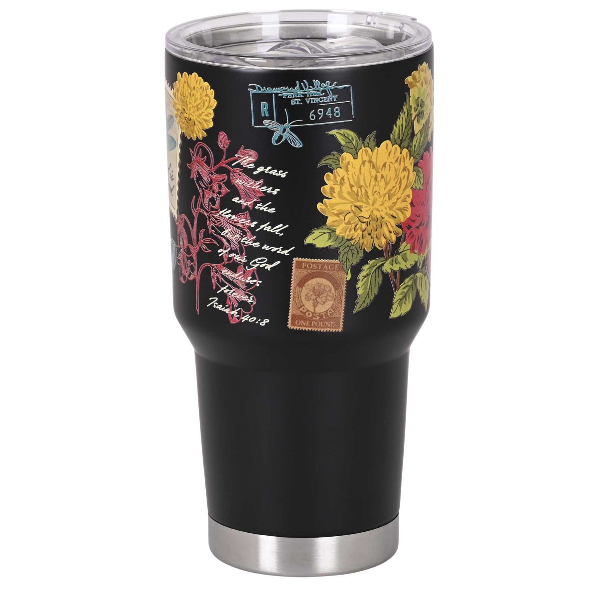 Picture of Dicksons SSTUM30B-33 Tumbler Butterfly Floral Black 30 Oz