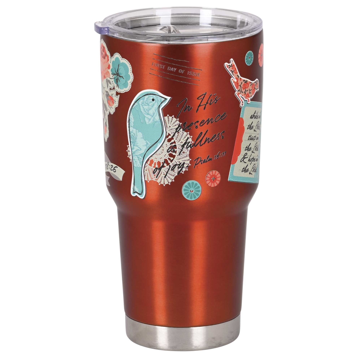 Picture of Dicksons SSTUM30R-28 Tumbler Floral Bird In His Red 30 Oz
