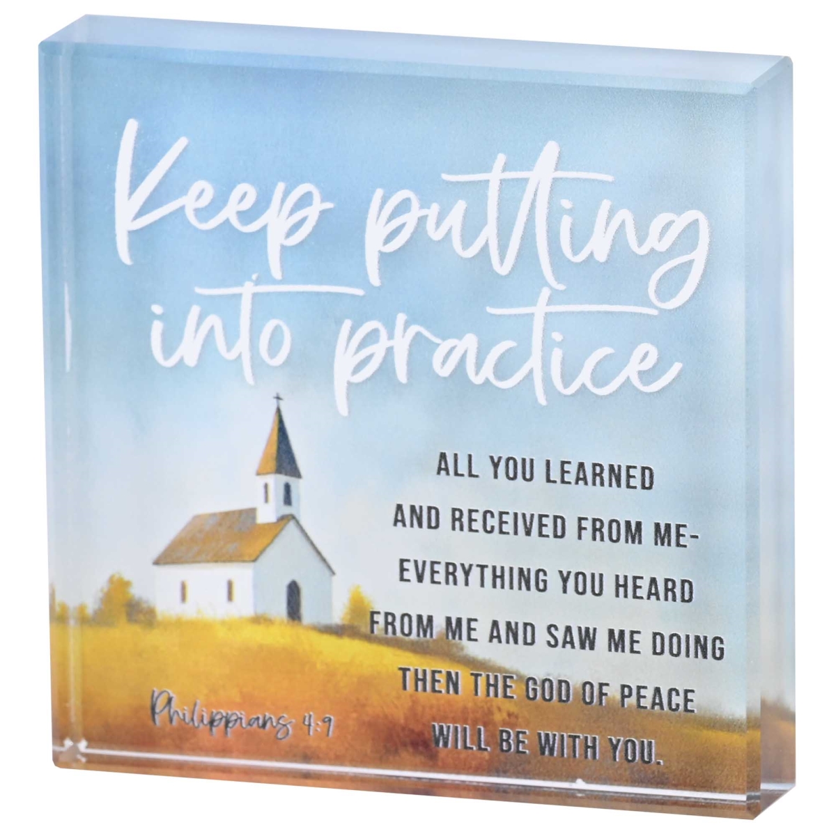 TTPLQG-227 Tabletop Glass Plaque Church Keep 3X3