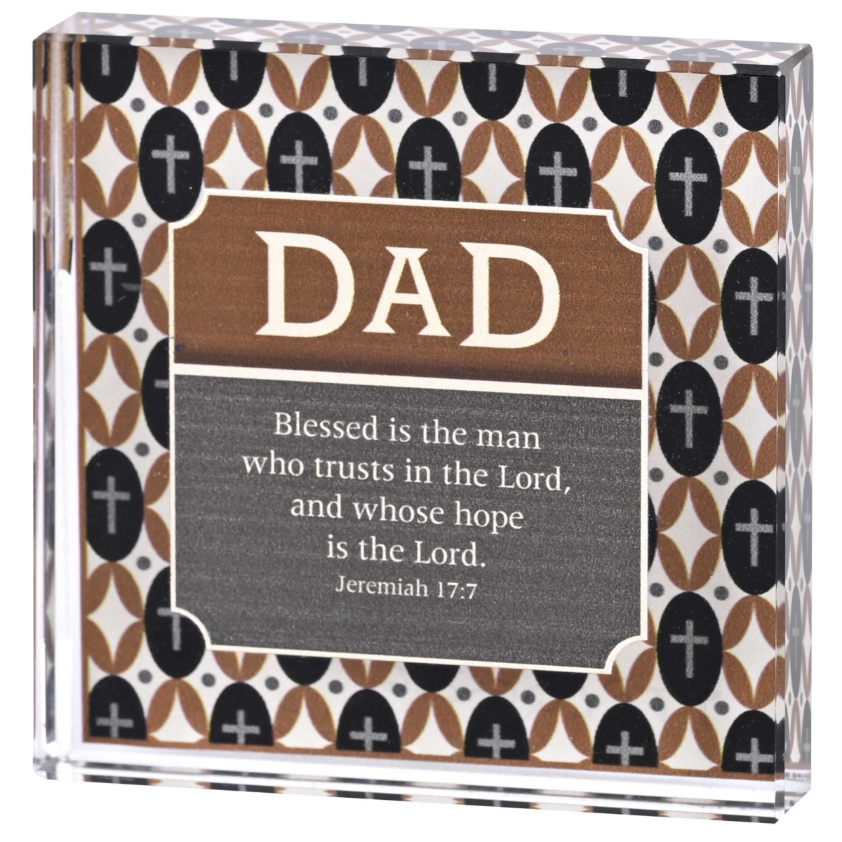 TTPLQG-226 Tabletop Glass Plaque Dad 3X3