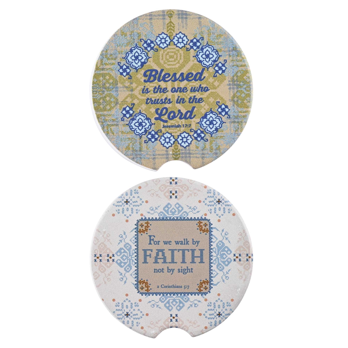 CC-49 Car Coaster Faith/Blessed 2 Designs 2-Pk