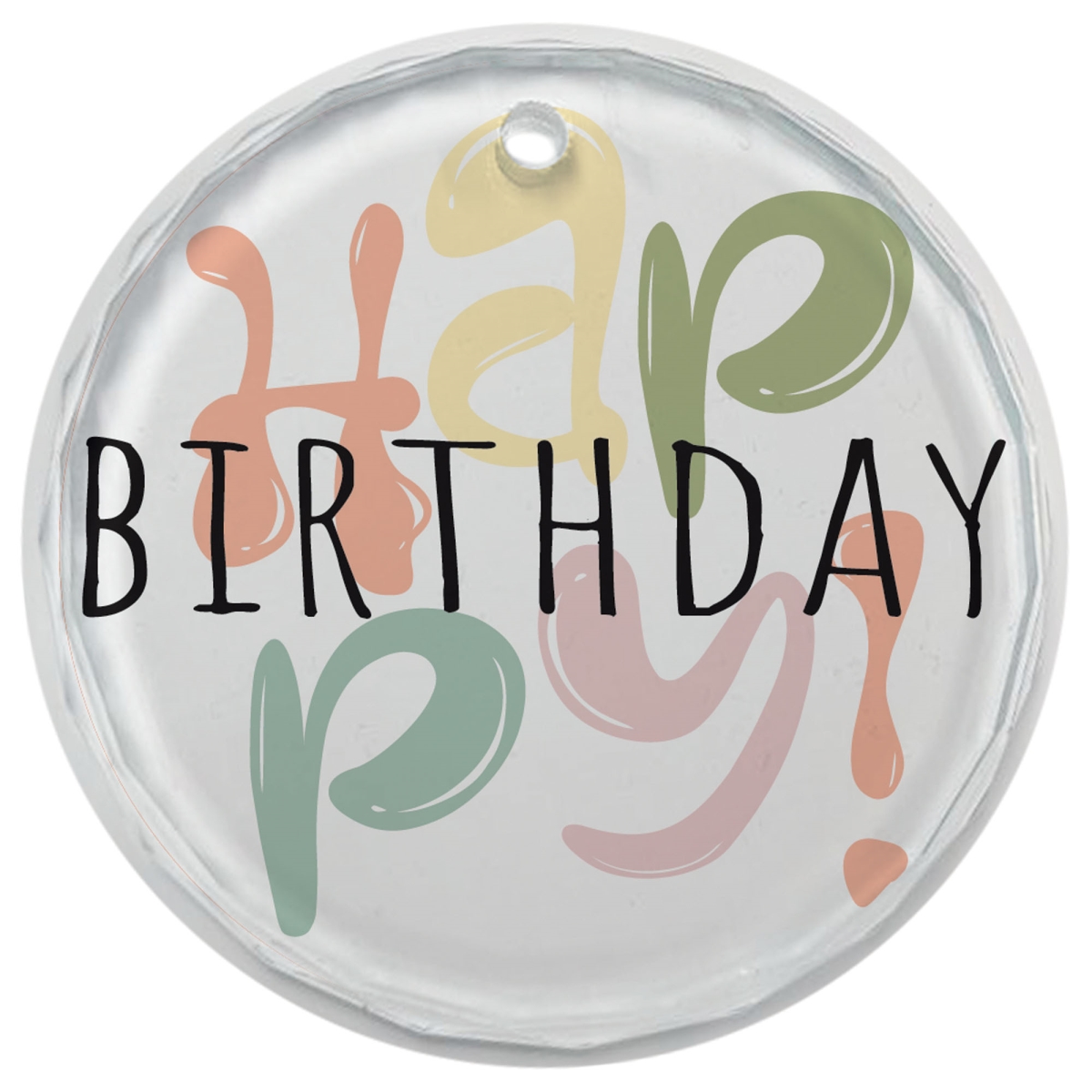 EORNG-18 Glass Ornament Happy Birthday
