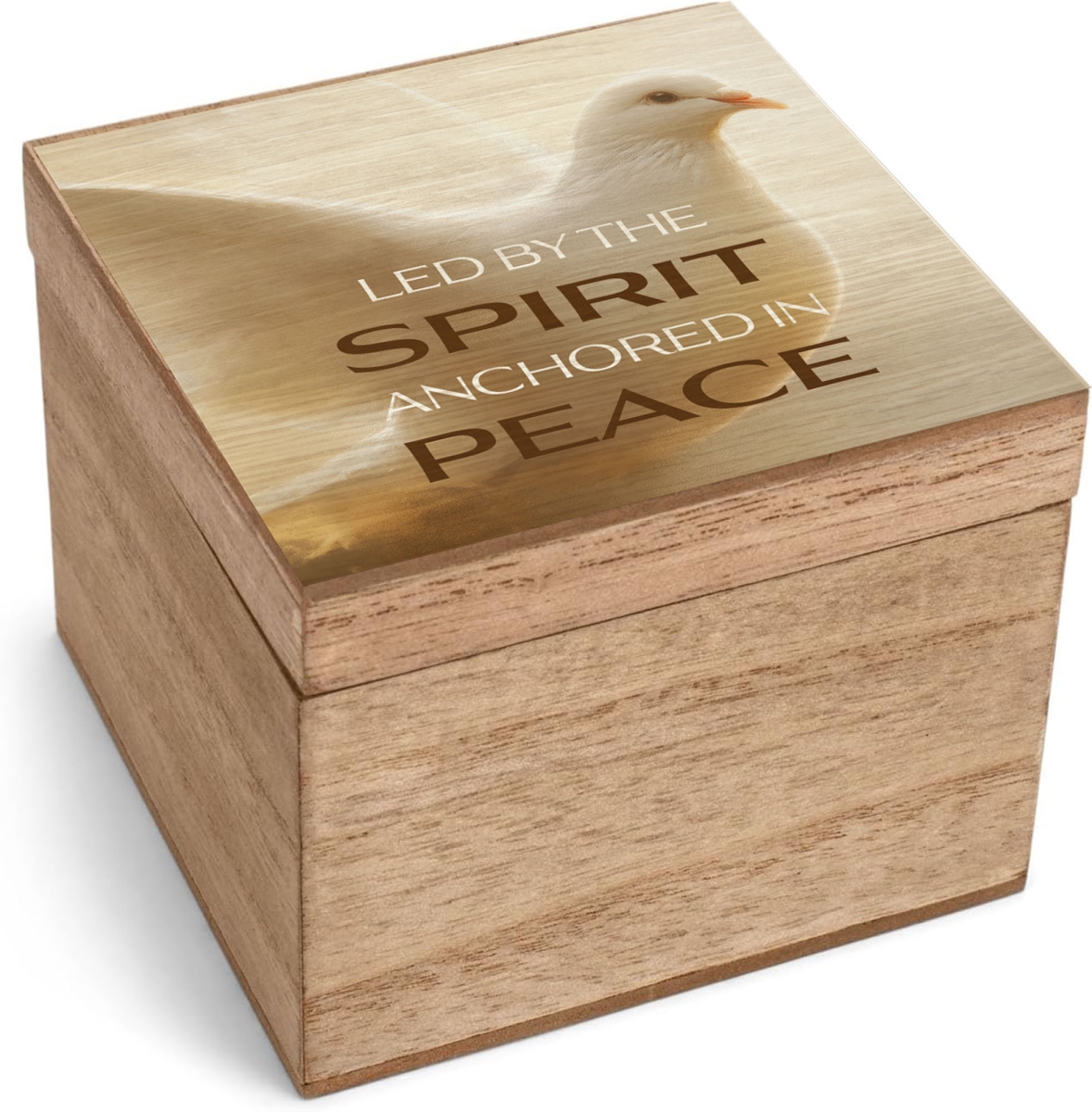 EWOODBOX-44-40S Keepsake Box Led By The Spirit MDF 4X4