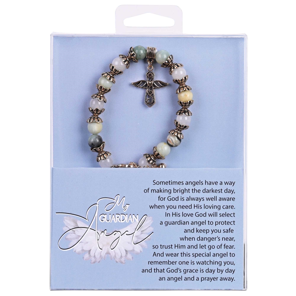 35-8089G Bracelet Guardian Angel Aqua And White