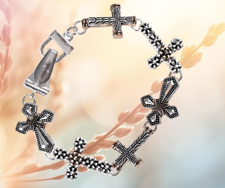 30-8103T Bracelet Multi Cross Link 2Tone
