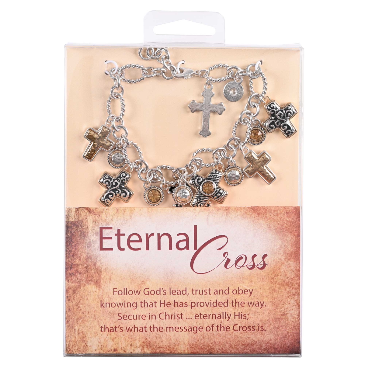 35-8505 Bracelet Eternal Cross Multi 2Tone Cross