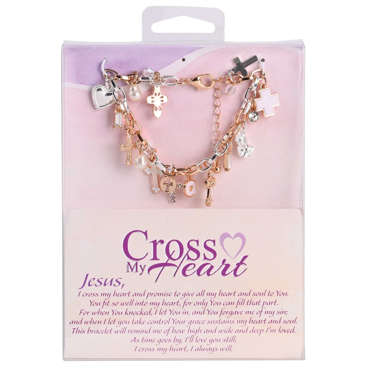 35-8502 Bracelet Cross My Heart Multi Cross Drop