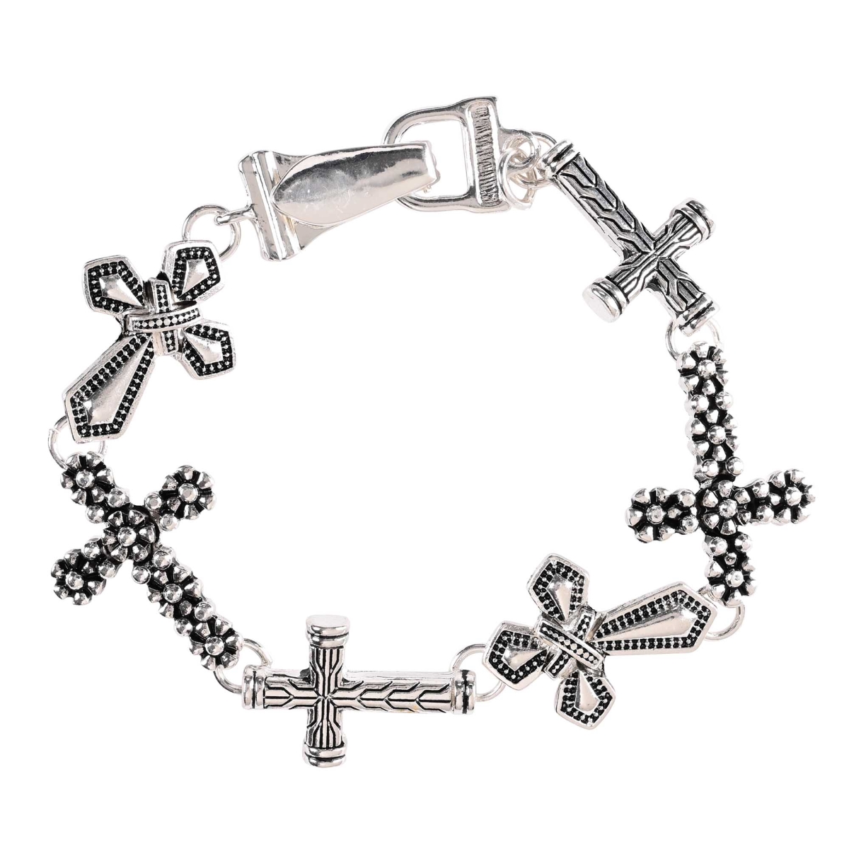 30-8102T Bracelet Multi Cross Link Silver Plated