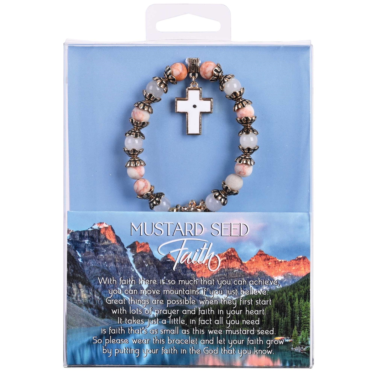 35-8088G Bracelet Mustard Seed Coral And White