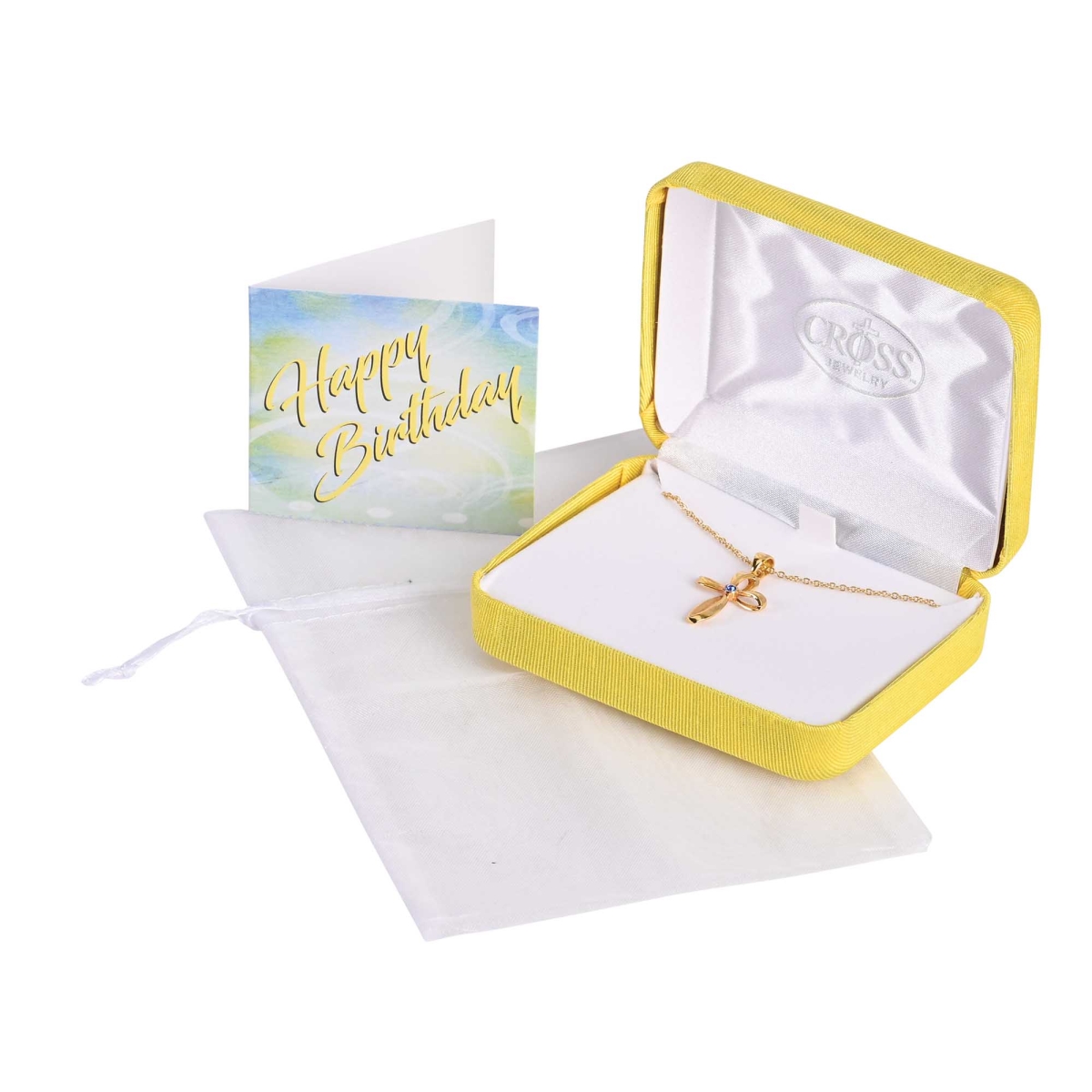 73-8184P Necklace September Gold Cross Sapphire