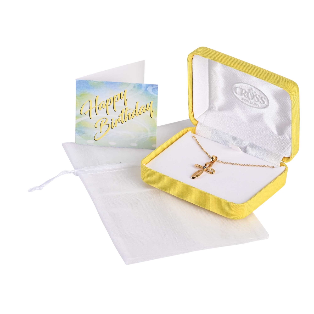 73-8187P Necklace December Gold Cross Topaz