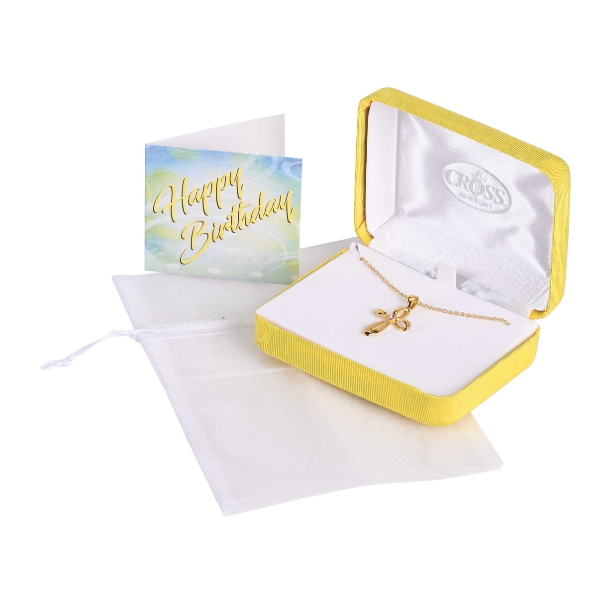 73-8185P Necklace October Gold Cross Rose Crystal