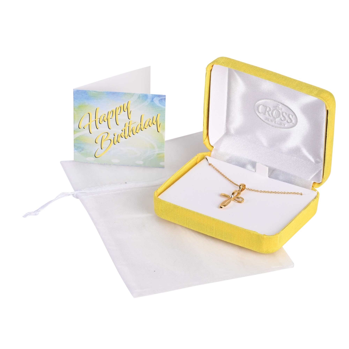 73-8179P Necklace April Gold Cross Clear Crystal