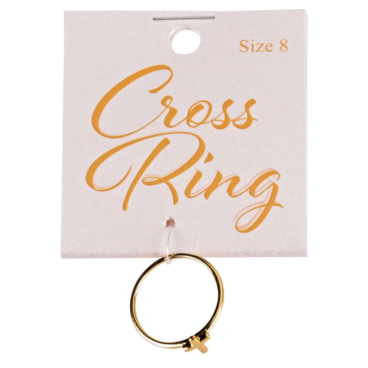 35-8525 Ring Size 8 Gold Vertical Box Cross Ring