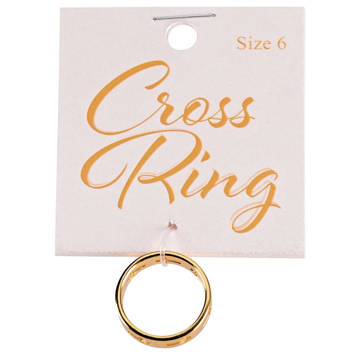 35-8519 Ring Size 6 Gold Planted Multi Cut Cross