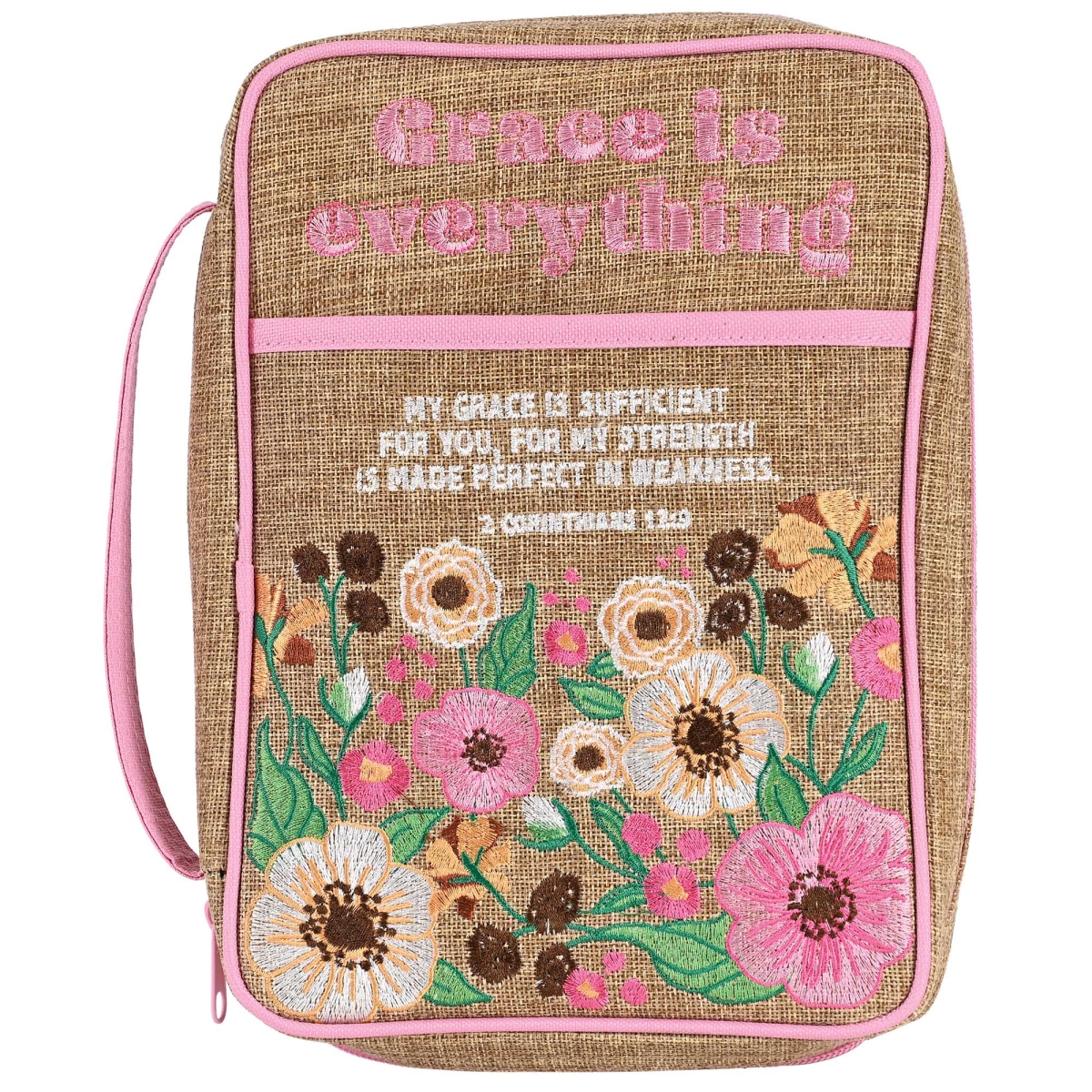 BCK-L287 Bible Cover Floral Grace Is Everything Lg
