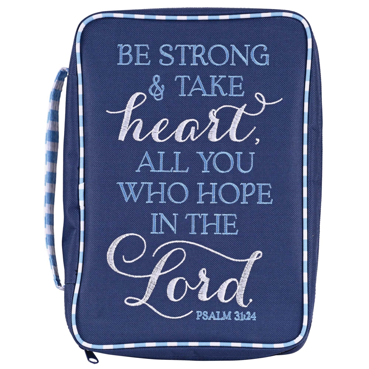 BCK-LP295 Bible Cover Be Strong Take Heart Lg Prt