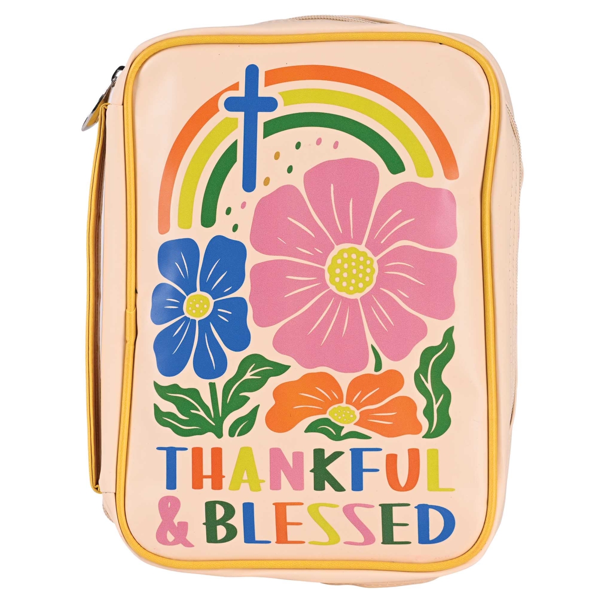 BCV-L223 Bible Cover Floral Thankful & Blessed Lg