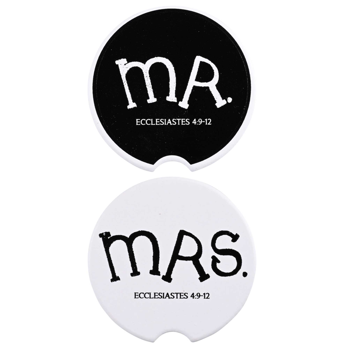 CC-54 Car Coaster Mr. Mrs. Black And White 2pk