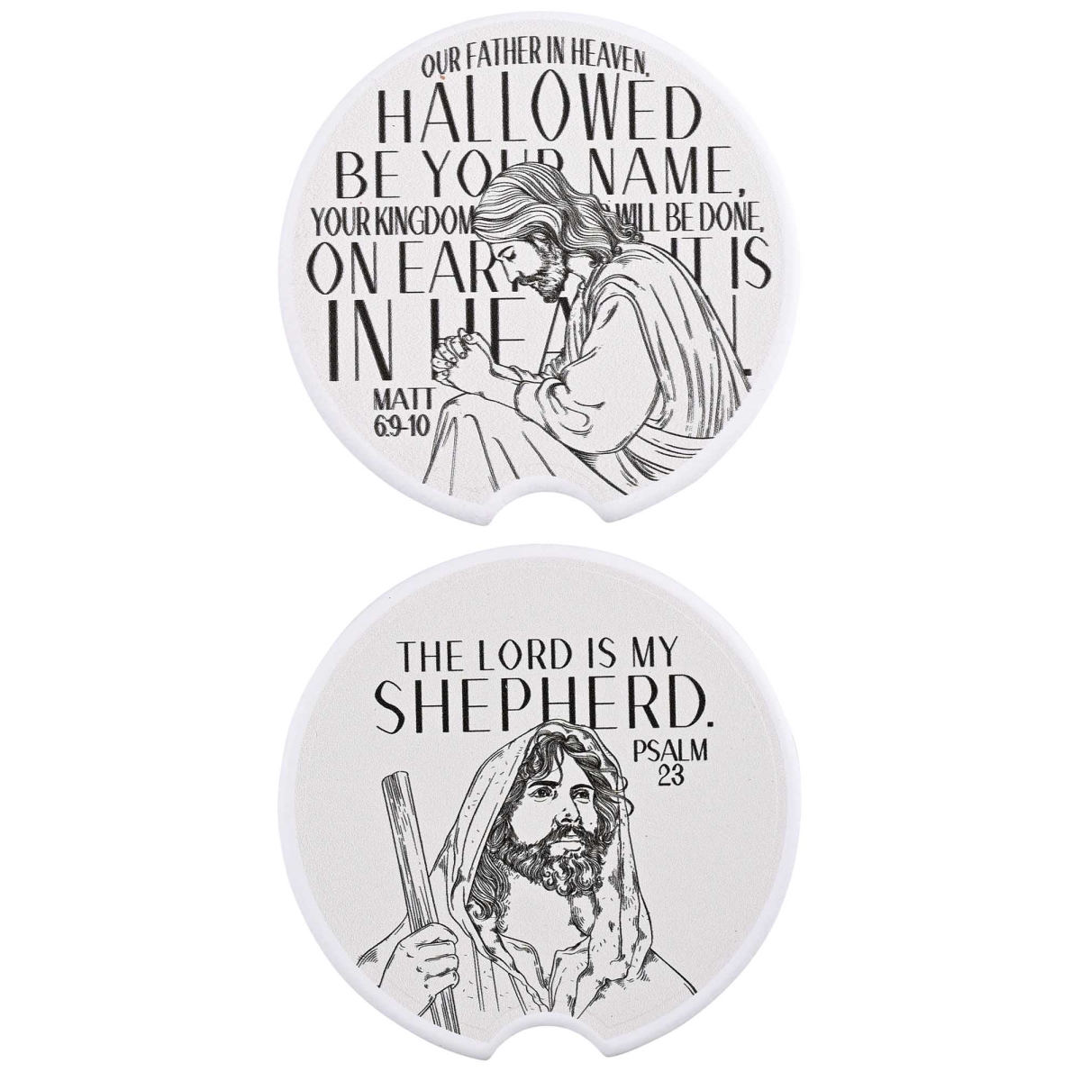 CC-53 Car Coaster Jesus And Lords Prayer 2pk