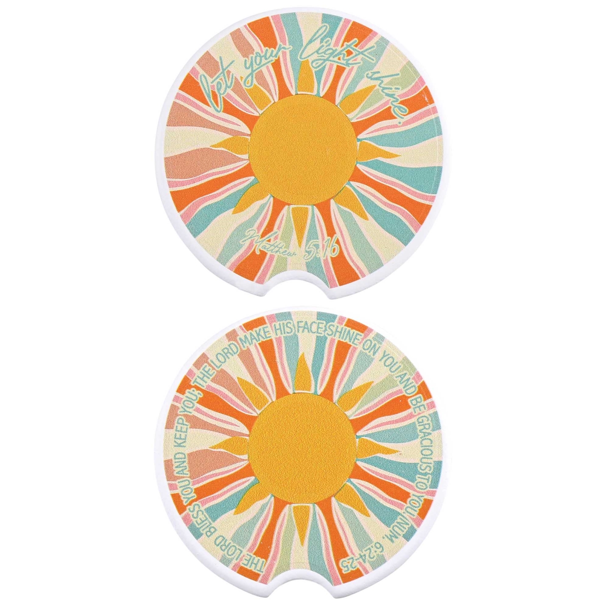 CC-58 Car Coaster Let Your Light Shine 2pk