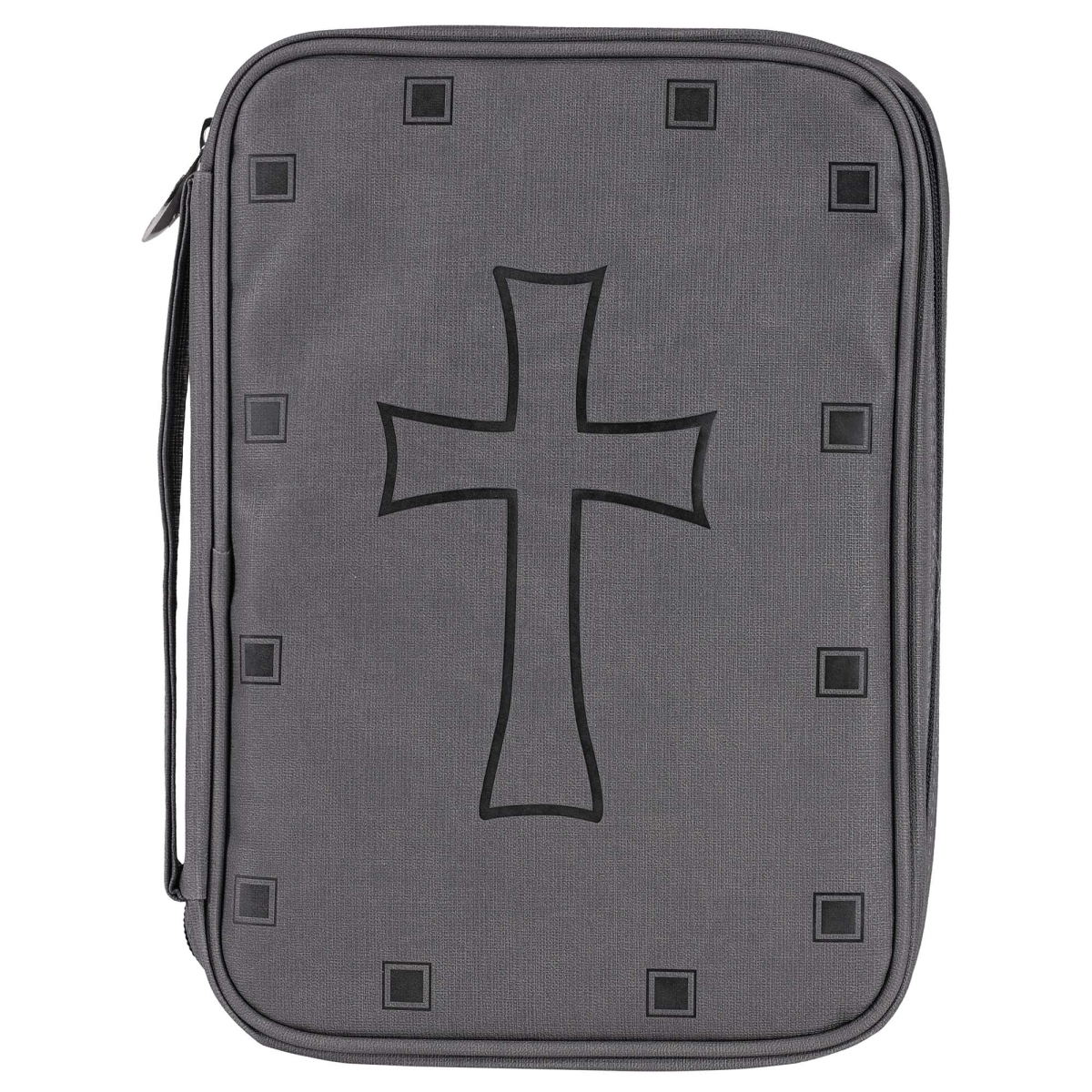 BCV-LP227 Bible Cover Cross Charcoal Gray Lg Print