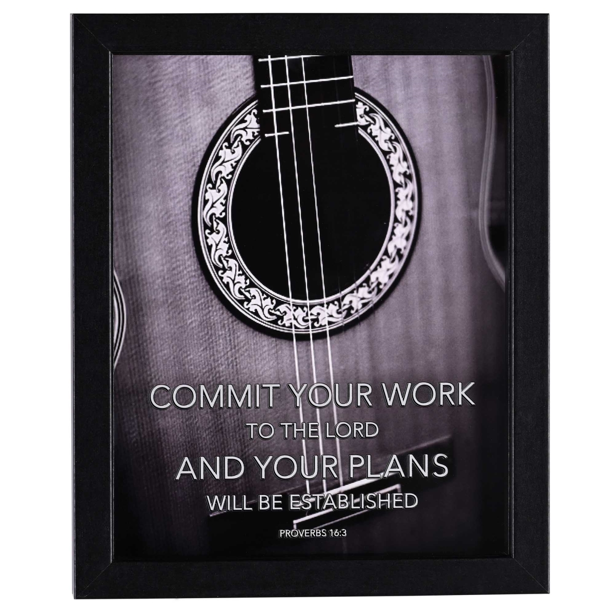 FRMWDBL-810-125 Framed Art Guitar Commit Your Work 8x10