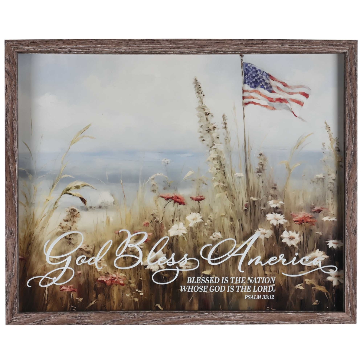 FRMWDWG-2016-5 Framed Wall Flag God Bless America