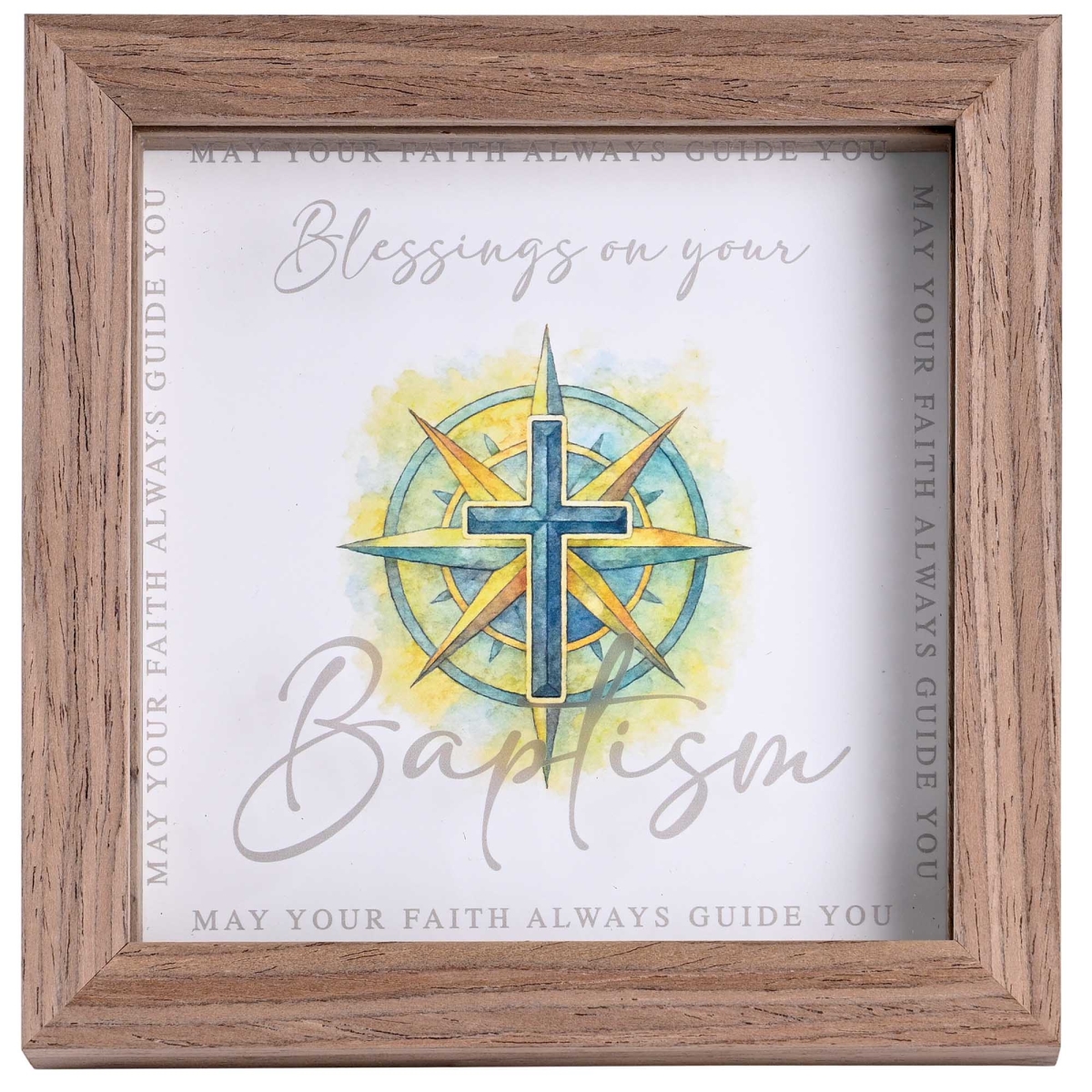 FRMWDDW-66-1 Framed Art Blue Cross Blessing Baptism