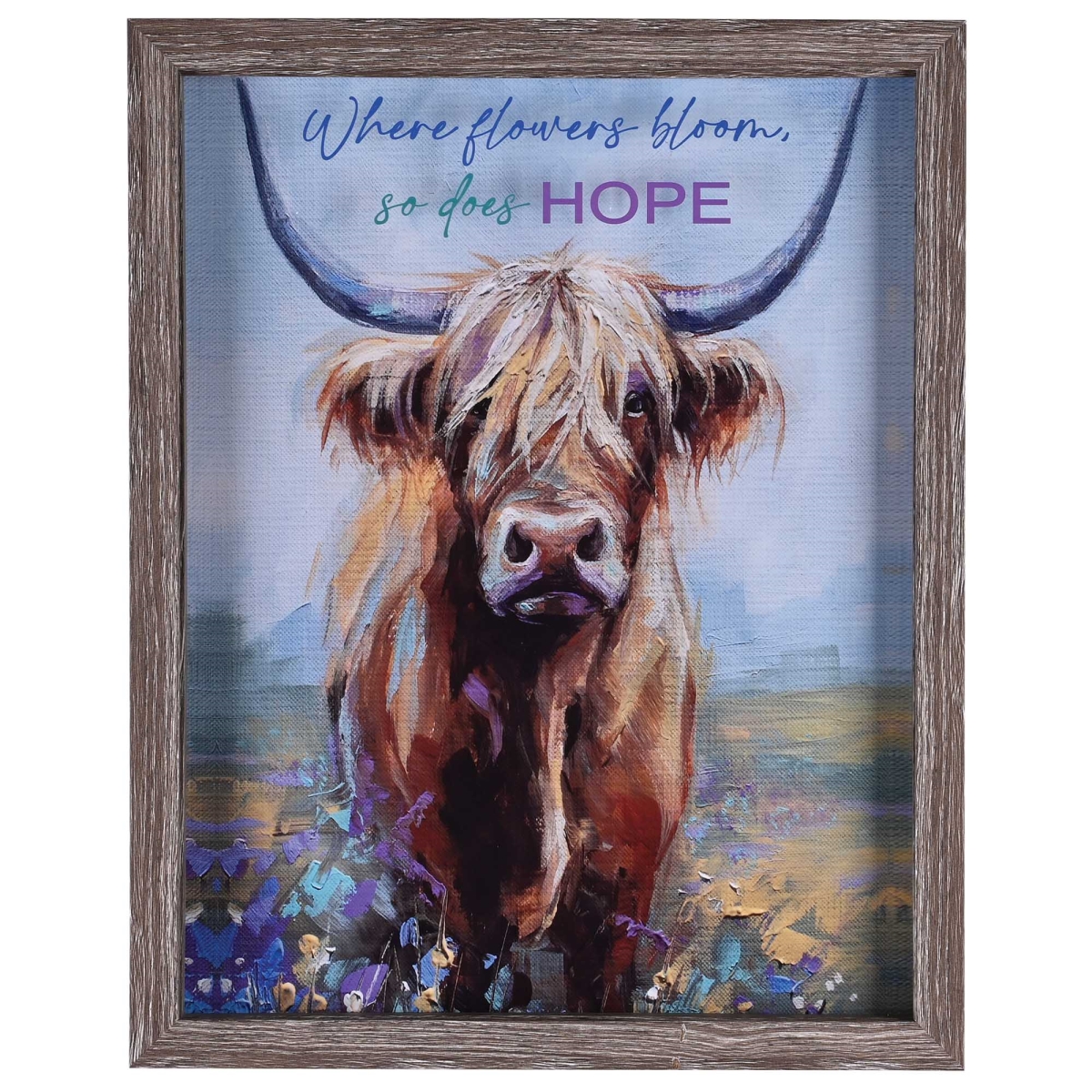 FRMWDWG-1114-103 Framed Wall Art Cow Where Flowers Bloom
