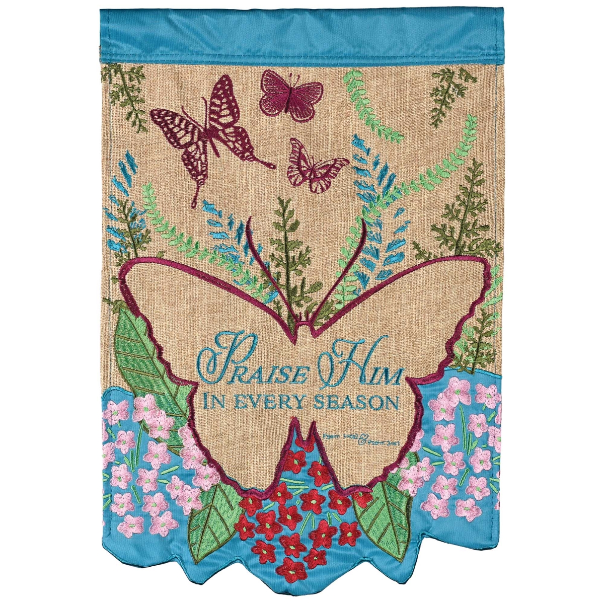 FLAG-2167 Garden Flag Butterfly Praise Him
