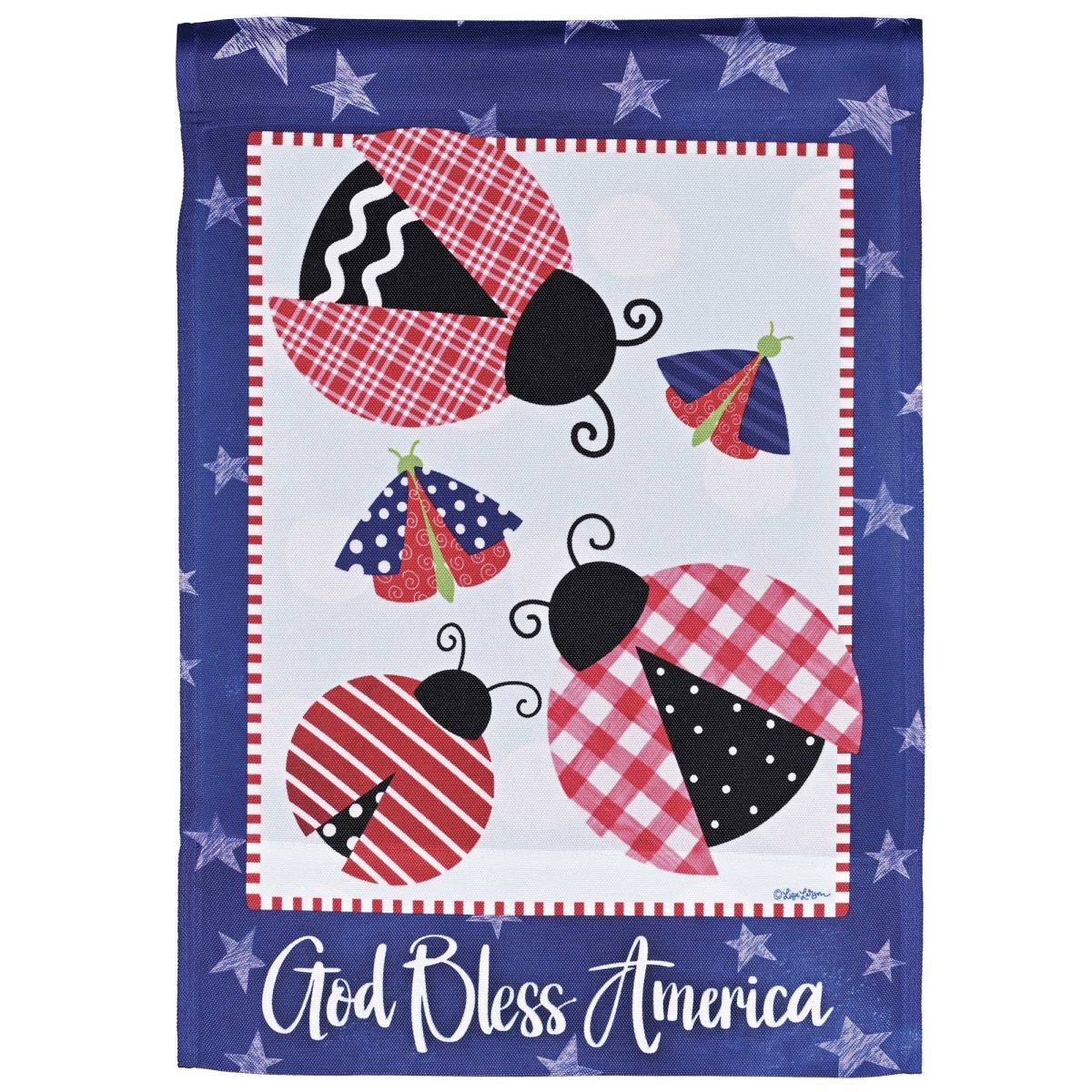 M080354 Garden Flag God Bless America Lady Bugs